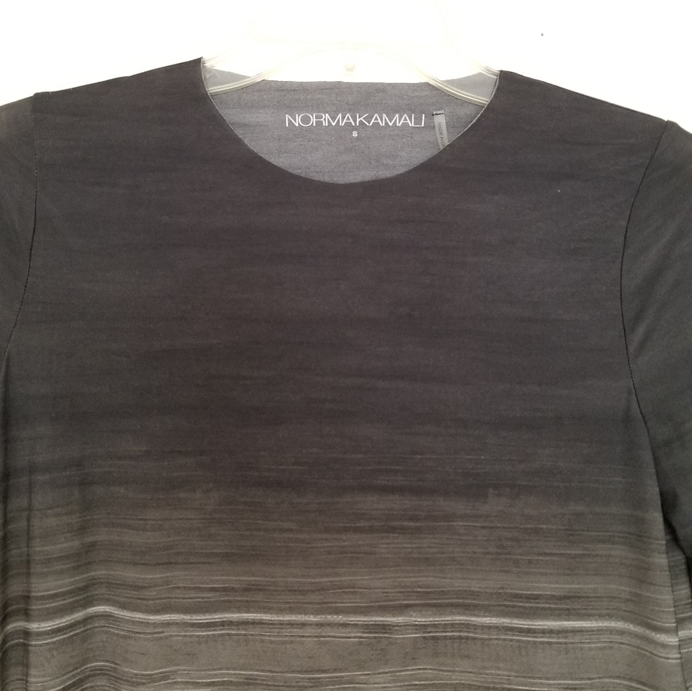 Norma Kamali Ombre Laser Cut Round Neck Long Sleeve Top Black Gray Size … - Picture 2 of 5